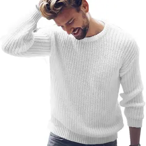 Custom Fashion Fall Winter Knitted Pullover Long Sleeve Cable Knitted O-neck Crew Neck Best Sweaters For Men