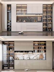 Luxury Modern Solid Oak <b>Wine</b> Cabinet <b>Rack</b> Adjustable Height Eco-Friendly Design Holds 30-39 Bottles-Home Bar Living Room - Product Image 3