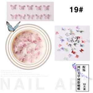 2024 Style chaud 10 pièces/pot 19 couleurs résine matériel Nail Art bricolage 3d papillon ongles breloques décoration papillon ongles conception - Product Image 6