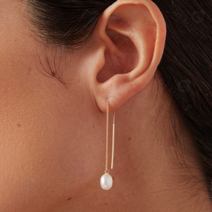 Bijoux Gemnel en argent 925, design asymétrique d'été avec perle d'eau douce, <span class=keywords><strong>nautilus</strong></span> en fil de lien poli, boucles d'oreilles - Product Image 5