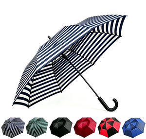 Parapluie de golf de luxe minimaliste à couche unique, grande taille, coupe-vent, imperméable, ouverture automatique, poignée incurvée en plastique, personnalisable avec logo - Product Image 2