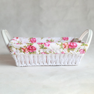 Panier de rangement en tissu floral, panier rectangulaire en coton tissé pour fruits et articles divers - Product Image 1