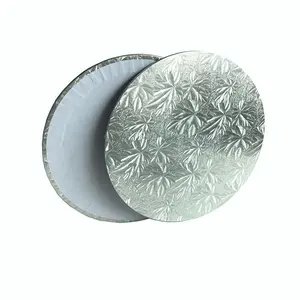 Plaque de Base pour gâteau en Masonite, feuille florale ronde argent, emballage boulanger en chine, 5mm