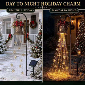 Guirnalda de Campanas Navideñas con Luz Solar, Decoración de Jardín para Exteriores, Blanco Cálido - Product Image 4