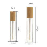 Tube de brillant à lèvres rond LZ Pack 5ml 10ml avec capuchon en bambou, conteneur vide pour rouge à lèvres liquide, emballage personnalisé pour brillant à lèvres