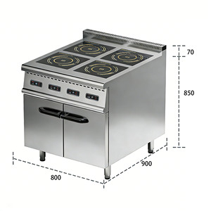 CPVKRY TL-DC-4A Fornello a Induzione Elettrico Industriale con Corpo in Acciaio Inox Facile da Pulire, <span class=keywords><strong>4</strong></span> Bruciatori, 380V 14000W, con Mobile - Product Image 2
