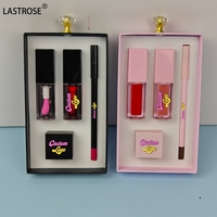 Ensemble de maquillage pour les lèvres liquide 4 en 1 en gros, marque privée, végan, longue durée, huile à lèvres, brillant à lèvres, crayon à lèvres, kit combiné avec poignée