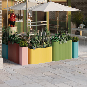 Customized Outdoor Flower Box Combination Metal Floor Standing For Shopping Mall Landscaping Partition - Product Image 1