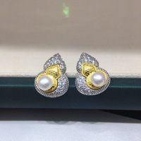 SHDIYAYUN Boucles d'oreilles en perles d'eau douce 100 % naturelles, design rétro gourd contrastant, bijoux en perles, vente chaude