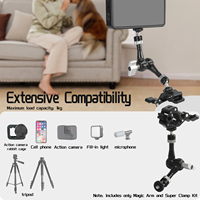 Bras magique universel portable et réutilisable en gros, bras magique en métal, micro appareil photo reflex numérique, double pince super-clamp avec bras magique