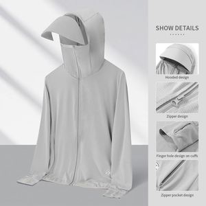 <b>Summer</b> Unisex Sun <b>Jacket</b> Detachable Hood Breathable Cycling UV Protection Quick Dry <b>Lightweight</b> Full Length Full Sleeve Outdoor - Product Image 2