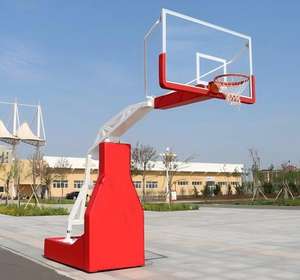 Support de <span class=keywords><strong>basket</strong></span>-ball mobile professionnel robuste et réglable avec panneau arrière en verre trempé - Product Image 3