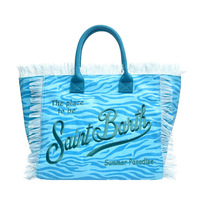 Sac fourre-tout en toile et jean, style européen et américain, tendance transfrontalière, avec pompons, fermeture éclair, forme carrée, grand format, idéal pour la plage et les voyages, polyvalent