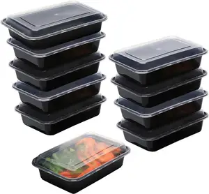 Disposable Rectangular Microwave Plastic Lunch Boxes Takeaway Food Container With Lid