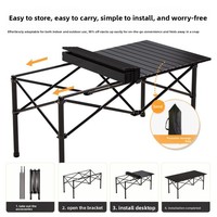 Table et chaises pliantes en acier carbone pour l'extérieur, table à manger portable Egg Roll, ensemble complet pour le camping, mobilier d'extérieur