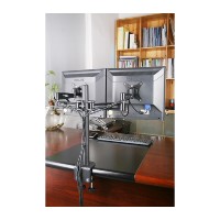 Support pivotant pour moniteur LED DMP LCD512D avec deux bras en aluminium blanc/noir, inclinaison de 15° pour moniteurs de 13 à 27 pouces