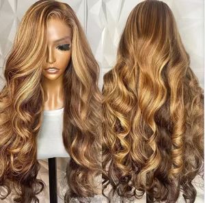 Perruque frontale sans colle 13x4 en cheveux humains Remy 100% longs, blond miel, ondulés, pour femme - Product Image 1