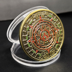 Monedas Conmemorativas Personalizadas de Aleación de Zinc, Moneda Conmemorativa <span class=keywords><strong>Maya</strong></span> Mexicana, Monedas y Medallas Conmemorativas de Dragón Azteca Lacado - Product Image 6