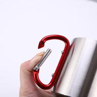 Vente en gros Tasses à café en acier inoxydable à double paroi Tasse de camping de voyage avec poignée en mousqueton