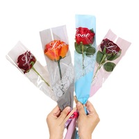 Evergreenwrap – Nouvelle pochette transparente pour rose unique, idéale pour bouquet de fleurs fraîches et préservées, sac d'emballage pour fleuriste