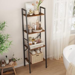 Étagère industrielle à 4 niveaux en forme d'échelle, étagère étroite en forme d'échelle, bibliothèque <span class=keywords><strong>haute</strong></span> autoportante, étagère ouverte mince en forme d'échelle, pour salon - Product Image 6