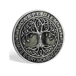 Memento Mori memento vivere đồng xu cổ mạ bạc sọ và Tree of Life stoic cho nhắc nhở thách thức kỷ niệm đồng xu - Product Image 3