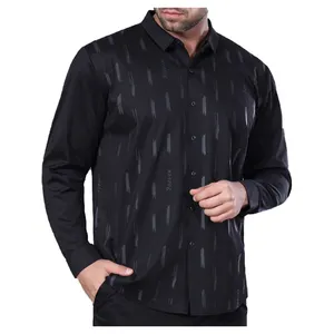 Мужская рубашка с длинным рукавом, черная эластичная Свободная рубашка большого размера с защитой от капель, для полных