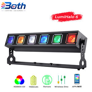 Professional Battery <b>LED</b> Wash <b>Bar</b> 6x18W Halo Ring Batten <b>Light</b> for Wedding DJ and Rental Events - Product Image 1