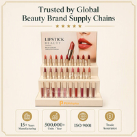 Présentoir à Rouge à Lèvres en Acrylique Personnalisé avec Base Étagée et Panneau Arrière, Organisateur de Brillant à Lèvres, Support de Maquillage et Cosmétiques en Gros