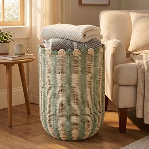 Woven Laundry <b>Basket</b> Round 45x60cm Handmade <b>Storage</b> Organizer For Clothing And Shoes - Product Image 3