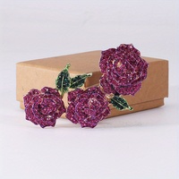 Broche Rose en Strass Tendance et Créative, Accessoire de Mode pour Col de Vêtement