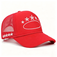 Gorra de béisbol de 5 piezas a la moda con cuerda, gorra trucker, gorra de malla bordada con estrellas, personalización de fábrica y venta al por mayor
