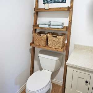 Étagère ouverte en bois rustique à 3 niveaux, sur pied, au-dessus des toilettes, pour le rangement, fabriquée en usine, acceptant les commandes OEM - Product Image 6