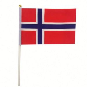 Custom 12x18 Inch Mini 100% Polyester Norway Norwegian Hand Held <b>Flag</b> - Product Image 2