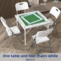 Table de Mahjong portable en plastique pliable pour 4 joueurs, silencieuse, à manivelle, avec des fonctions de jeu multifonctionnelles pour les jeux d'échecs et de cartes