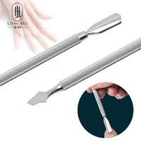 Pousse-cuticules personnalisé Longhui à double tête en acier inoxydable 410/420, outil de manucure pour l'élimination des peaux mortes