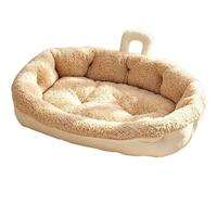 Lit pour animaux de compagnie en flanelle, vente en gros PKY Factory, avec oreiller amovible, chaud pour l'hiver, nid douillet pour chat et chien, lit de sommeil confortable pour animaux de compagnie en intérieur