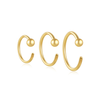 CANNER Ensemble de 3 boucles d'oreilles clous en argent sterling 925 plaqué or, avec zircon en forme de C à quatre griffes, bijoux pour femme