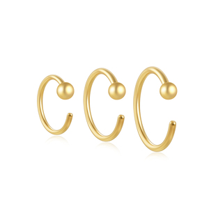 CANNER Ensemble de 3 boucles d'oreilles clous en argent sterling 925 plaqué or, avec zircon en forme de C à quatre griffes, bijoux pour femme - Product Image 1