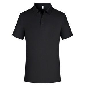 Promotional Polo Shirt Black Short Sleeve Solid Color Polyester Business Workwear Daily Wear - Product Image 1