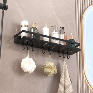 Étagères de rangement murales modernes en acier inoxydable, étanches, à double niveau, pour salle de bain, design haut de gamme sans perforation, pour serviettes - Product Image 5