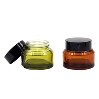 Frasco de vidrio ámbar hermético de 50ml con tapa de plástico para crema para el cuidado de la piel, crema para ojos, cosméticos