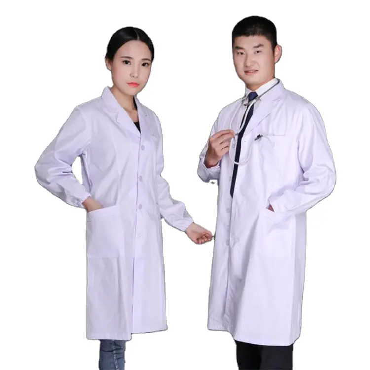 Coton polyester blouse de laboratoire en gros Hôpital blanc Manteau Workwear Uniforme D'infirmière