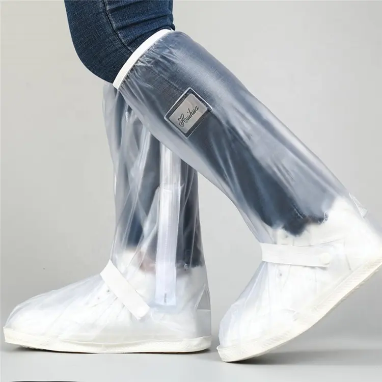 HUAMJ PVC واقية مخصصة غطاء أحذية للمطر عالية أعلى المطر واقية أحذية مضادة للماء حذاء ذو رقبة (بوت) للمطر غطاء أحذية