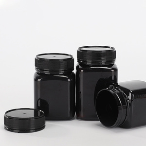 Envase Cuadrado para Medicamentos de Grado Alimenticio, Frasco de Plástico PET Transparente Marrón Oscuro Vacío para Miel de Manuka con Tapa a Prueba de Manipulación, 250g 500g 1000g - Product Image 2