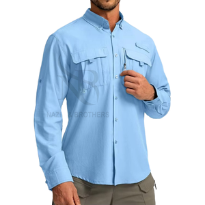 Camisa de viaje para hombre de secado rápido con botones, manga larga, protección solar UPF 50+, para pesca, caza, senderismo, trabajo y viajes. - Product Image 1