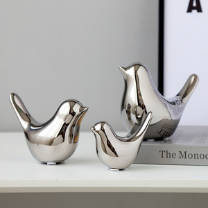 Home Decoration Creative Office Model in Study Bedroom <strong>Living</strong> <strong>Room</strong> Light Luxury <strong>Silver</strong> Ceramic Bird <strong>Ornaments</strong> - Product Image 2