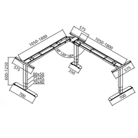 Bureau d'angle pliable en métal à 3 pieds en forme de L, moderne, extensible, ergonomique, électrique, réglable en hauteur, pour travail assis-debout