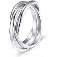 Bague torsadée anti-anxiété en acier inoxydable plaqué or 18 carats pour hommes et femmes, avec trois boucles irrégulières et design rotatif – Amour éternel