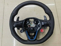 Volant sport à fond plat en fibre de carbone bleue GZYLC pour Volkswagen Golf 7 MK7.5 Bora Passat CC Jetta